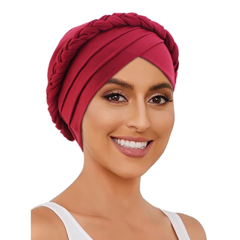 Women Muslim Braid Elastic Turban Hijab Headwrap Chemo Headscarf Hair Cover Wrap Islamic Headwear