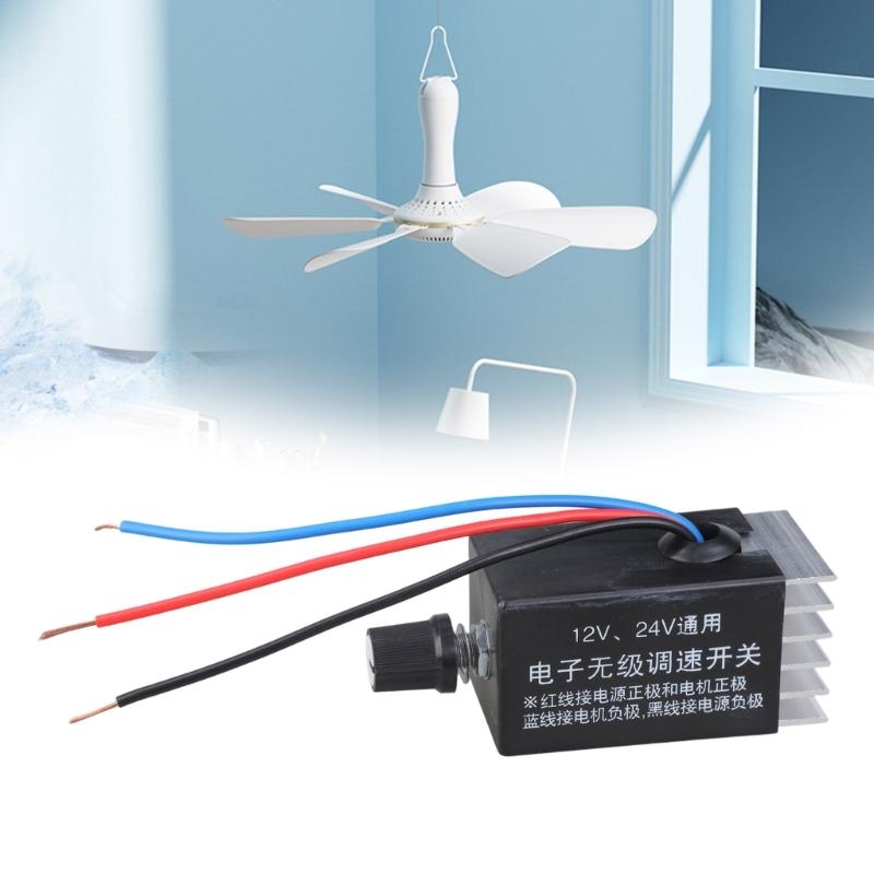 Aluminum 12V 24V Motor Speed Controller 7A 3 Wire Adjustable Speed Regulator Switches For Blower Fan Applications
