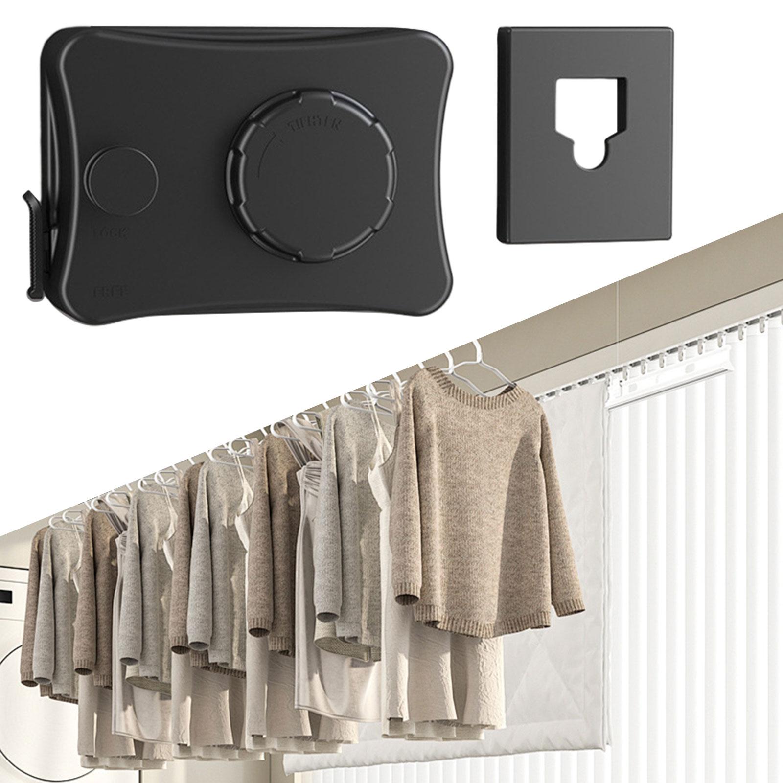 

Retractable Clothesline Strong Secure Lock System Clothes Drying Laundry Line for Hotel Apartment Laundry Room Balcony Bathroom чёрный