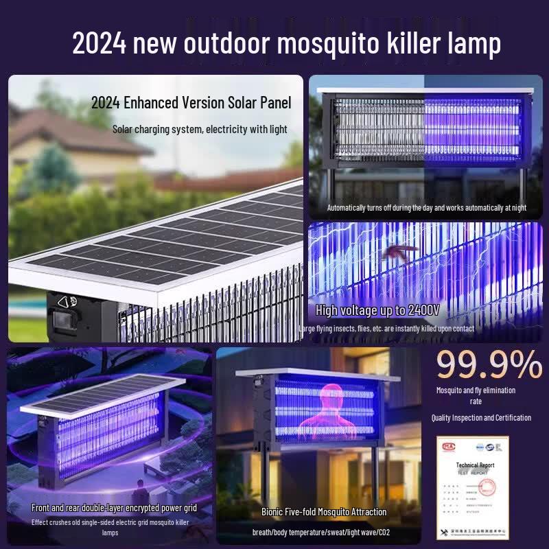Solar Powered Outdoor Mosquito and Fly Killer Lamp