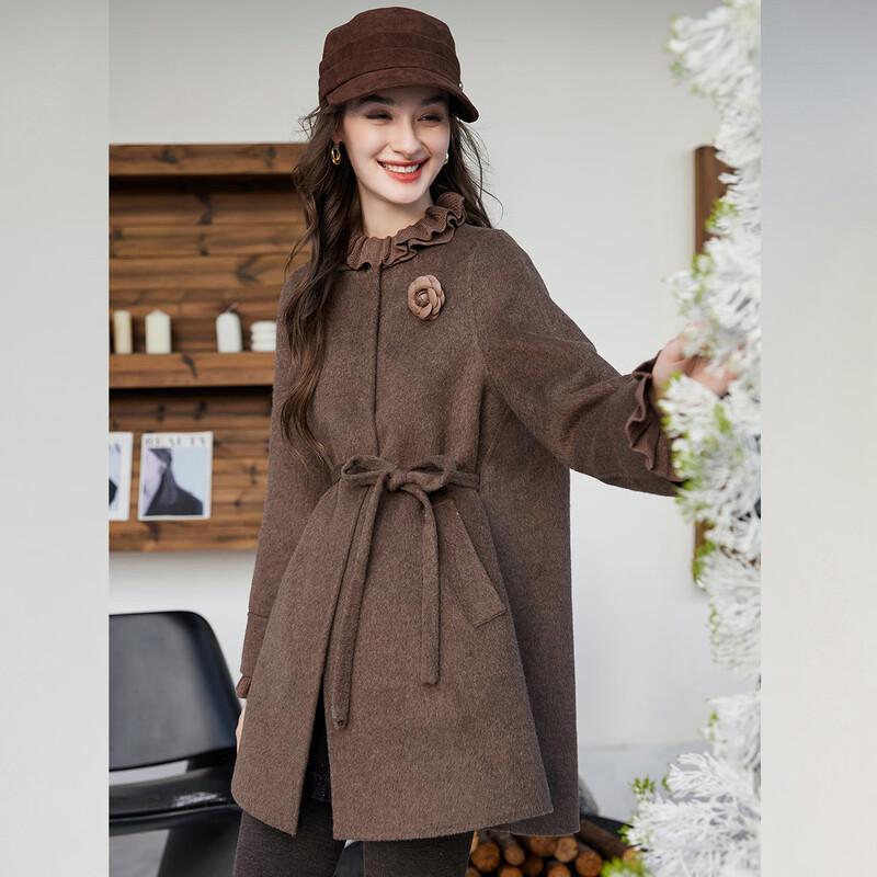 Bailuyu Women's Elegant Wool Blend Double-Faced Mid-Length Coat