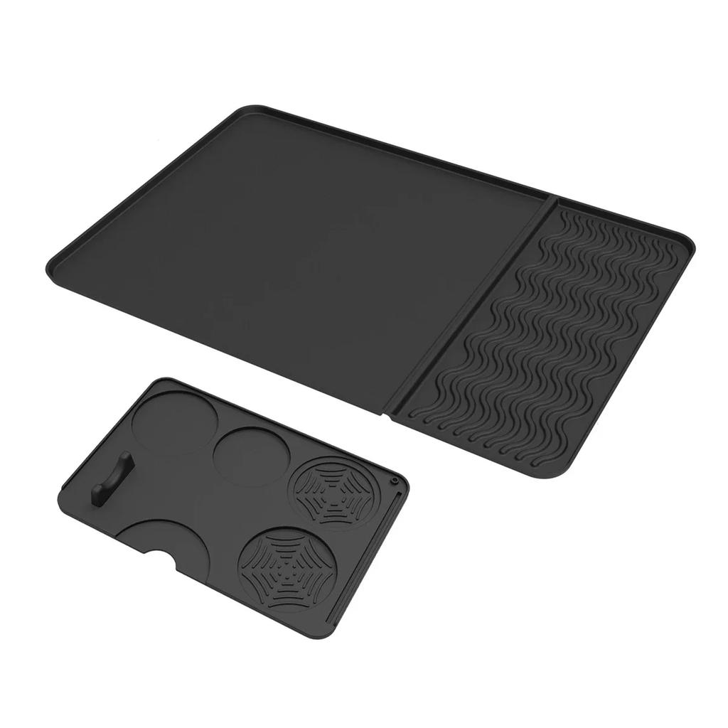 1set Coffee Machine Mat Coffee Tamping Mat Non-Slip Silicone Mats Coffee Machine Pad Dish Drying Countertop Protection Tamping