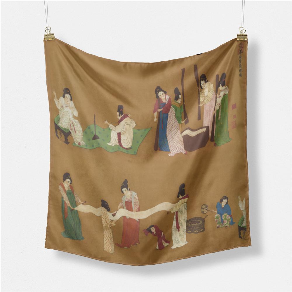 

Twill Silk Scarf Woman Practicing Painting Square Scarves Wraps Bandana Small Hijab Silk Foulards Tie Headband Neckerchief 53CM 53CM x 53CM