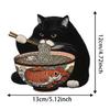 2 Pieces 13x12cm Black Cat Eating Ramen Funny Waterproof Vinyl Car Decal Exterior Decor