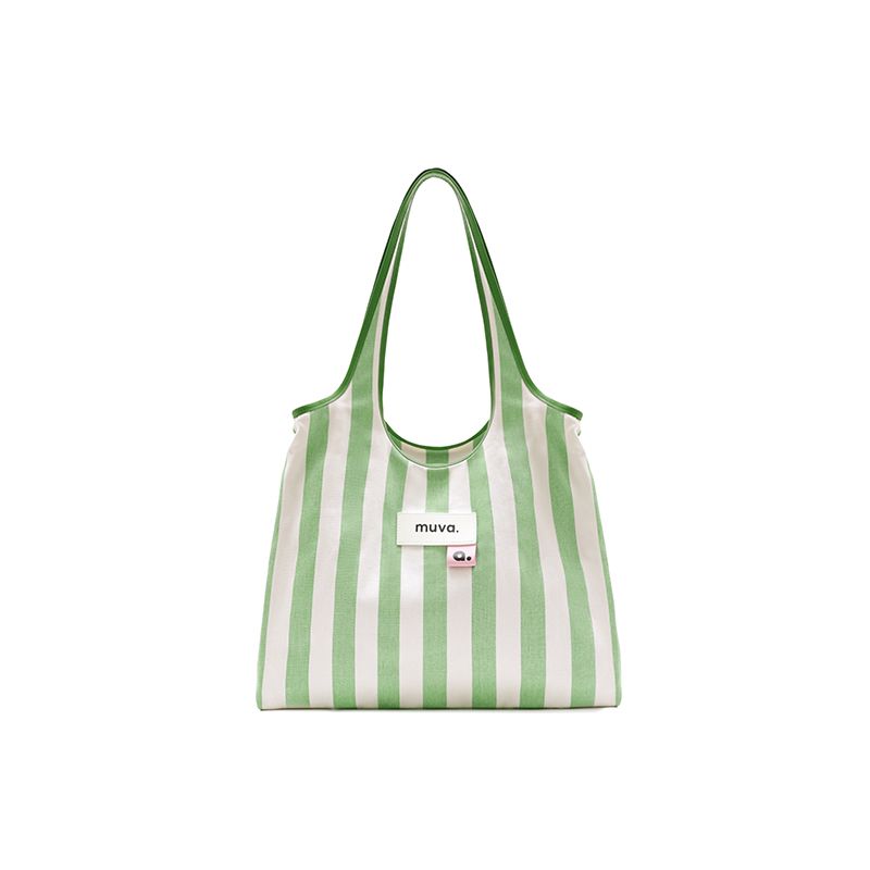 

Холщовая сумка Muva Весна/Лето в полоску, большая вместимость, на плечо, в французском стиле, ретро, ленивая, легкая, 3.30 Новинка Green and Green
