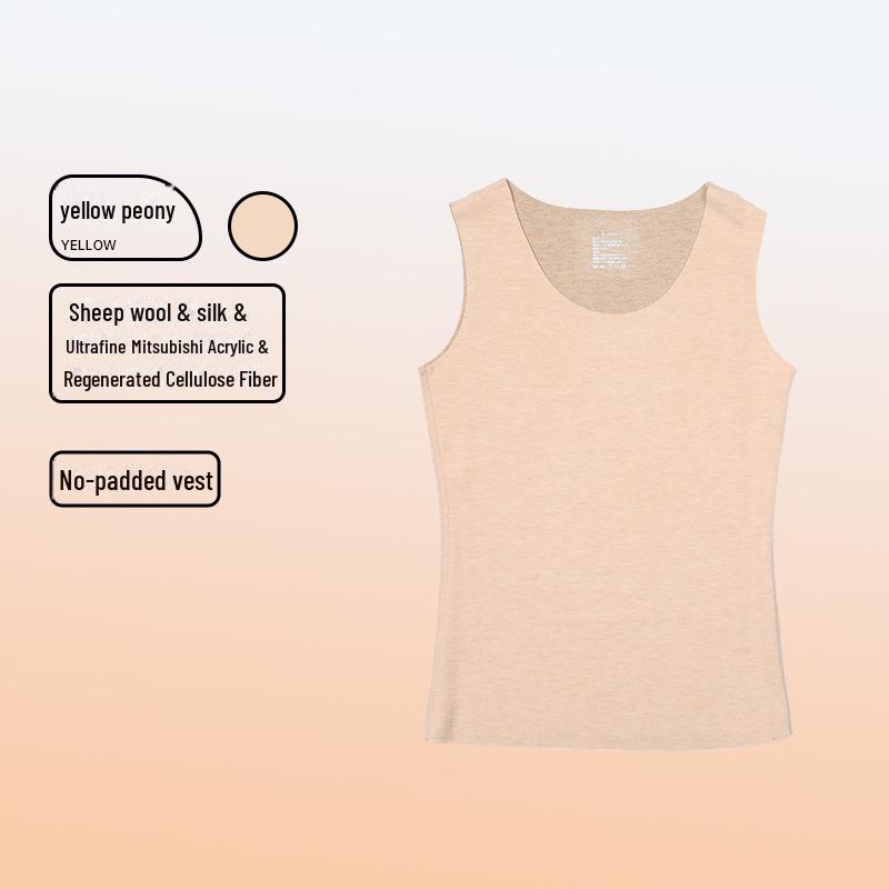 Women's Warm Wool-Silk Vest with Chest Pad, German Velvet, Sanded, Heated, Seamless, Sleeveless - Perfect for Autumn and Winter.