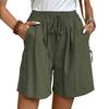 Women's Fashion Color Casual Drawstring Elastic-waisted Beach Pants Everyday Home Shorts With Pocket Pants