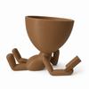 Brown Decorative Pot for Plants, Lying Reader, Stylish