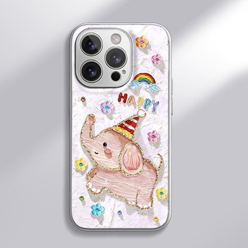 

For Apple 16promax New Year Women s Model for IPhone Mobile Phone Case 15 Oil Painting Elephant 14pm Hydrogel Shell For Apple 6