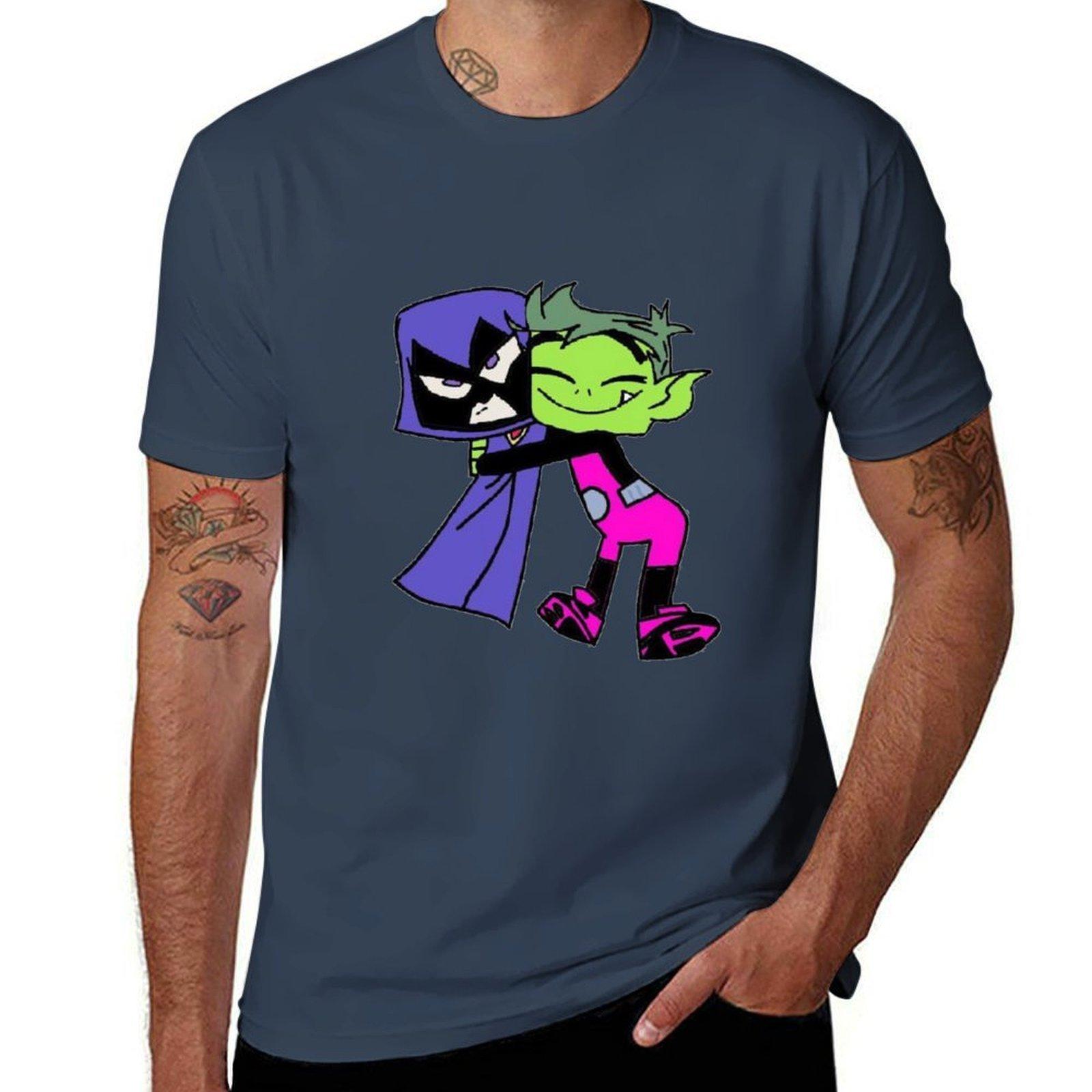 Raven Beast Boy Tshirt Modern Print Casual Tshirt S