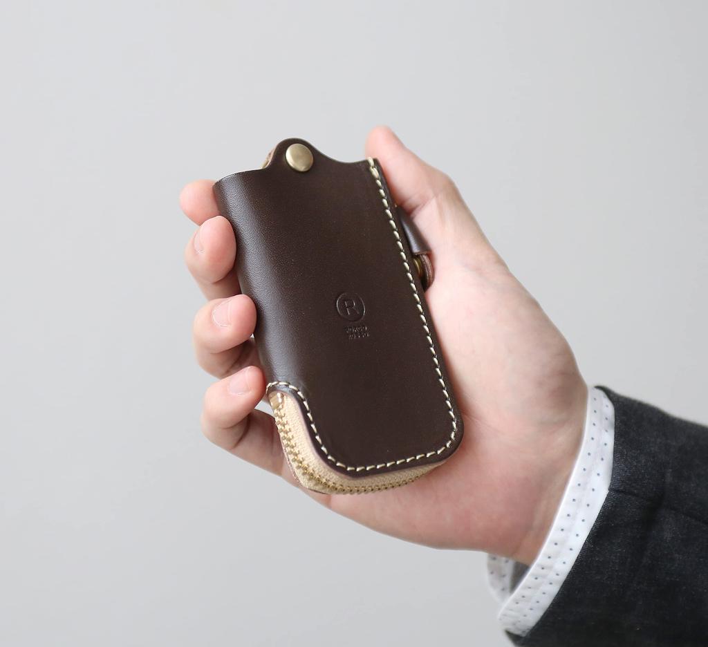 Key Case Smart Key Case Genuine Leather Tochigi Leather Smart Key Key Holder Leather Zipper [Porco Rosso] Women's [sokunou]