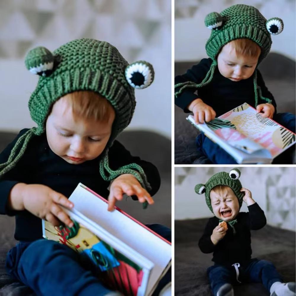 Frog Eyes Children Hats 1-3 Years Christmas Hat Fashion Beanie Cap  Boy/Girl