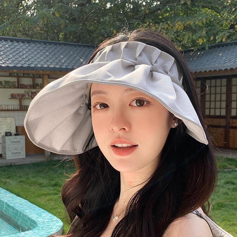 Folded empty top shell hat women's summer versatile large brim foldable sunscreen hat outdoor cycling beach hat