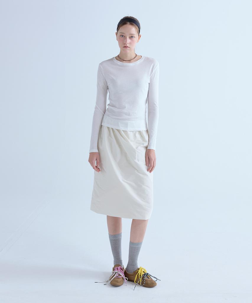VOYONN Round Neck Long Sleeve Cotton T-Shirt White 0192