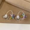 Dopamine Color Crystal Ball Multi-Wear Earrings - Sweet, High-End Ear Hook Design