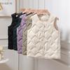 Women's V‑Neck Sleeveless Quilted Down Vest Loose Lightweight White Duck Down Inner Waistcoat Short Outer Gilet