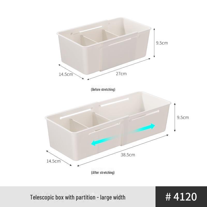 "Japanese-Style Retractable Drawer Organizer with Partitions"
