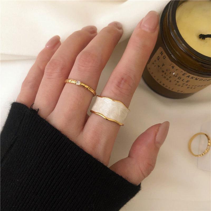 S925 Korean Fashion Enamel Drip Glaze Ring - Cool Style for Women & Students