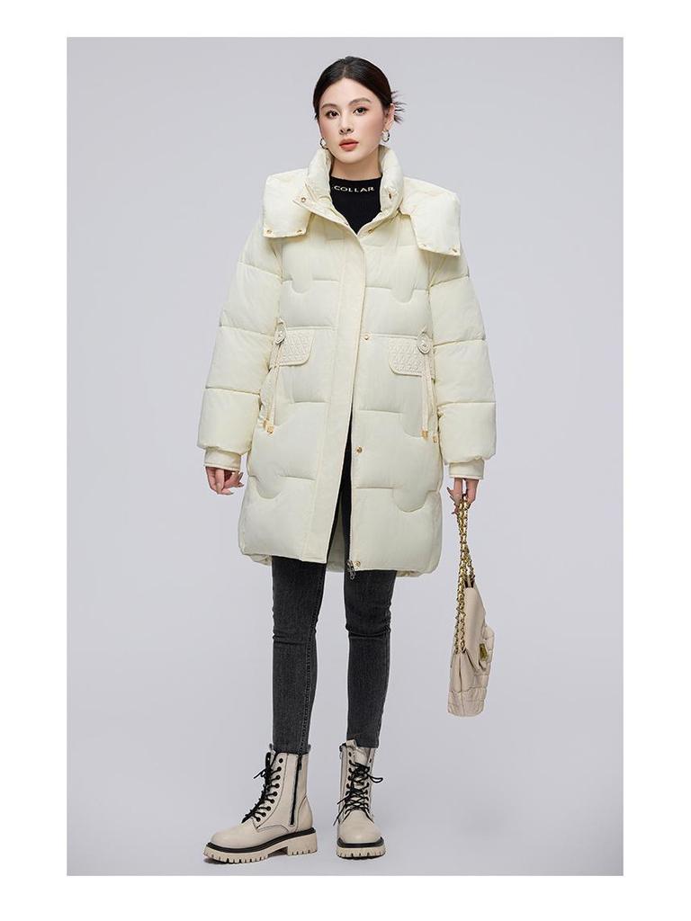 Women's Hooded Mid-Length Winter Cotton Coat: Thick, Cold-Proof, Fashionable Outerwear