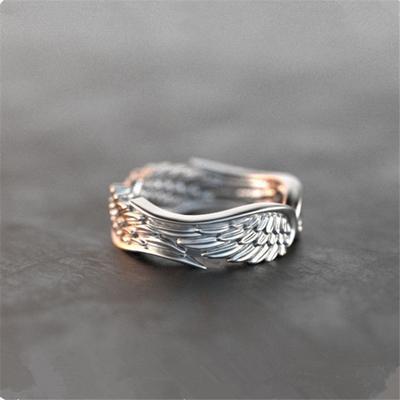 Men Ring Silver Color Retro Vintage Polished Punk Gift Hypoallergenic Angel Wing Finger Ring Fashion Jewelry
