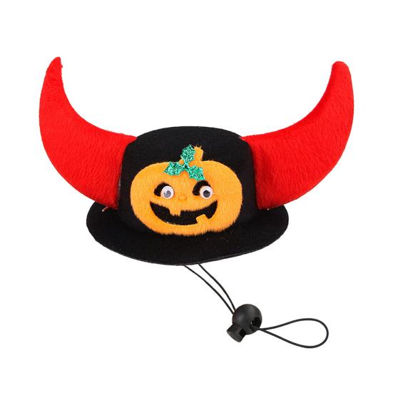 Pet Party Costume Accessory Halloween Bat Hat, Red Horn Pumpkin Cat Funny Hat Wings Felt for Cats Small And Medium Dogs Soft