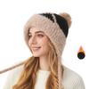 Knitted Hat Women's Autumn Winter Cartoon Cat Ears Elastic Wool Hat Three Hair Balls Ear Protection Wool Hat
