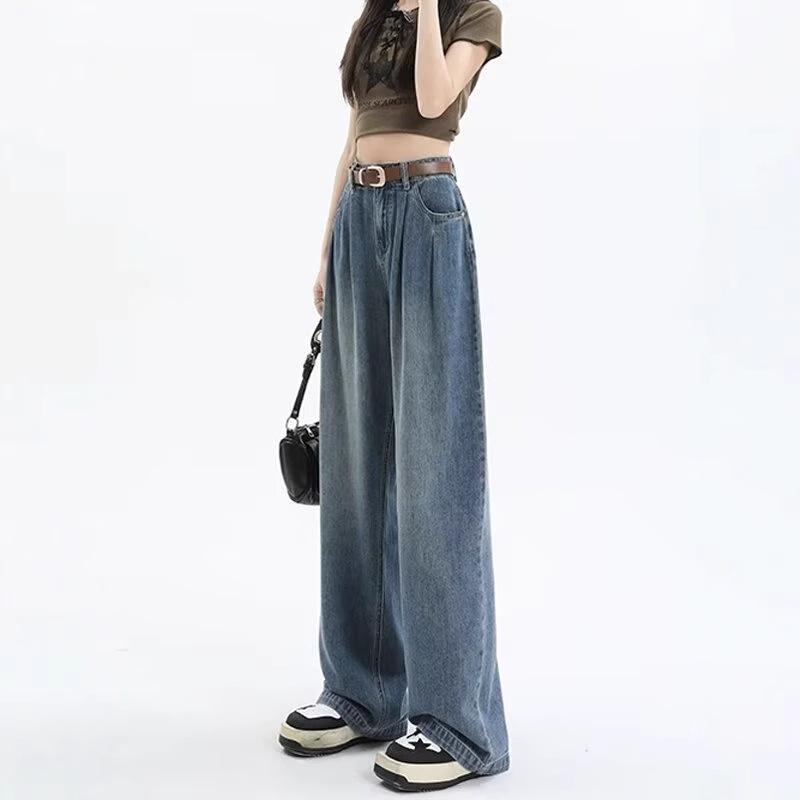 

2025 Autumn/Winter Women s Harajuku Japanese Style Washed Loose Straight-Leg Jeans XL