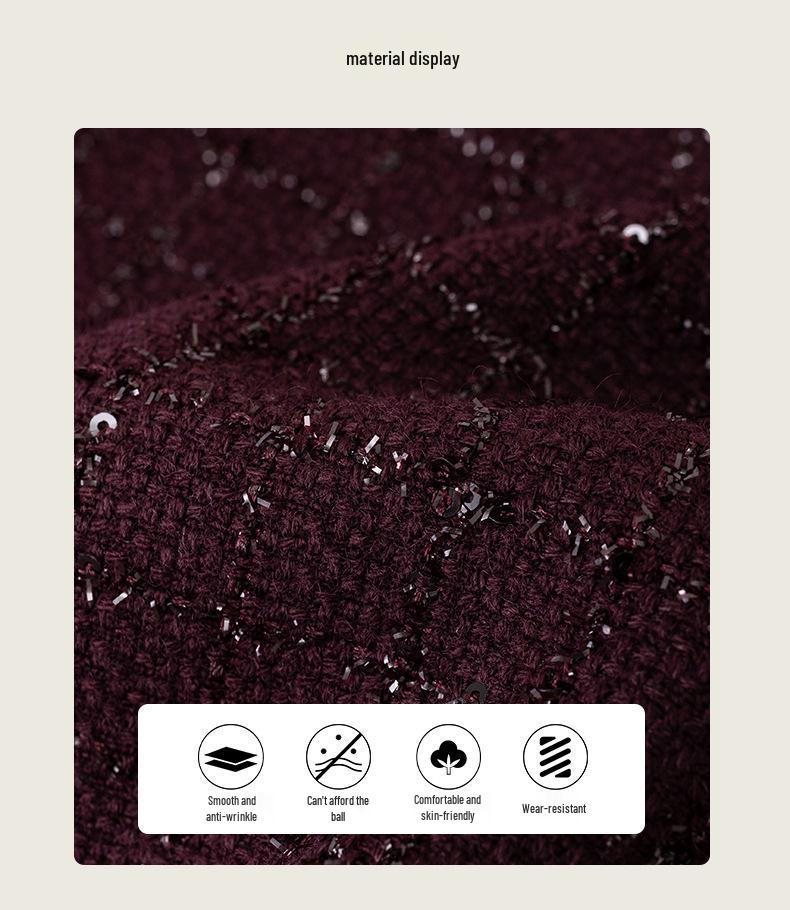 Lux Women's Sequin Tweed French-Style Wool Skirt for Autumn/Winter 2025