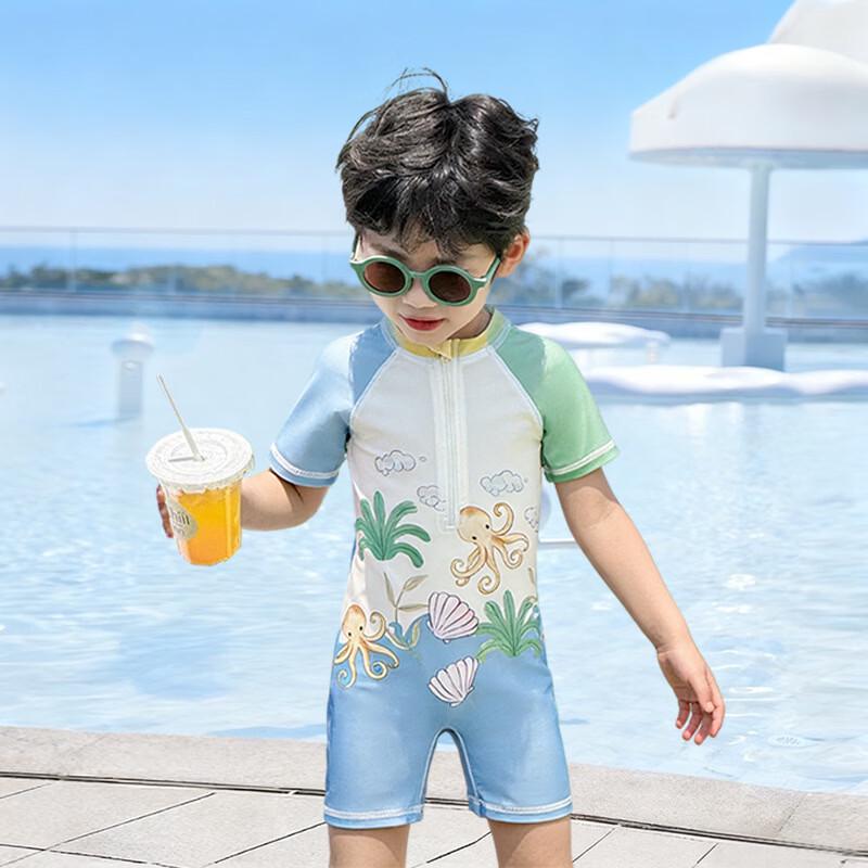 Boys  Quick-Dry Sun Protection Short Sleeve One-Piece Swimsuit