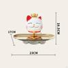 Cat Statue Desktop Organizer Animal Sculpture Jewelry Trinket Tray Key for Entryway Table