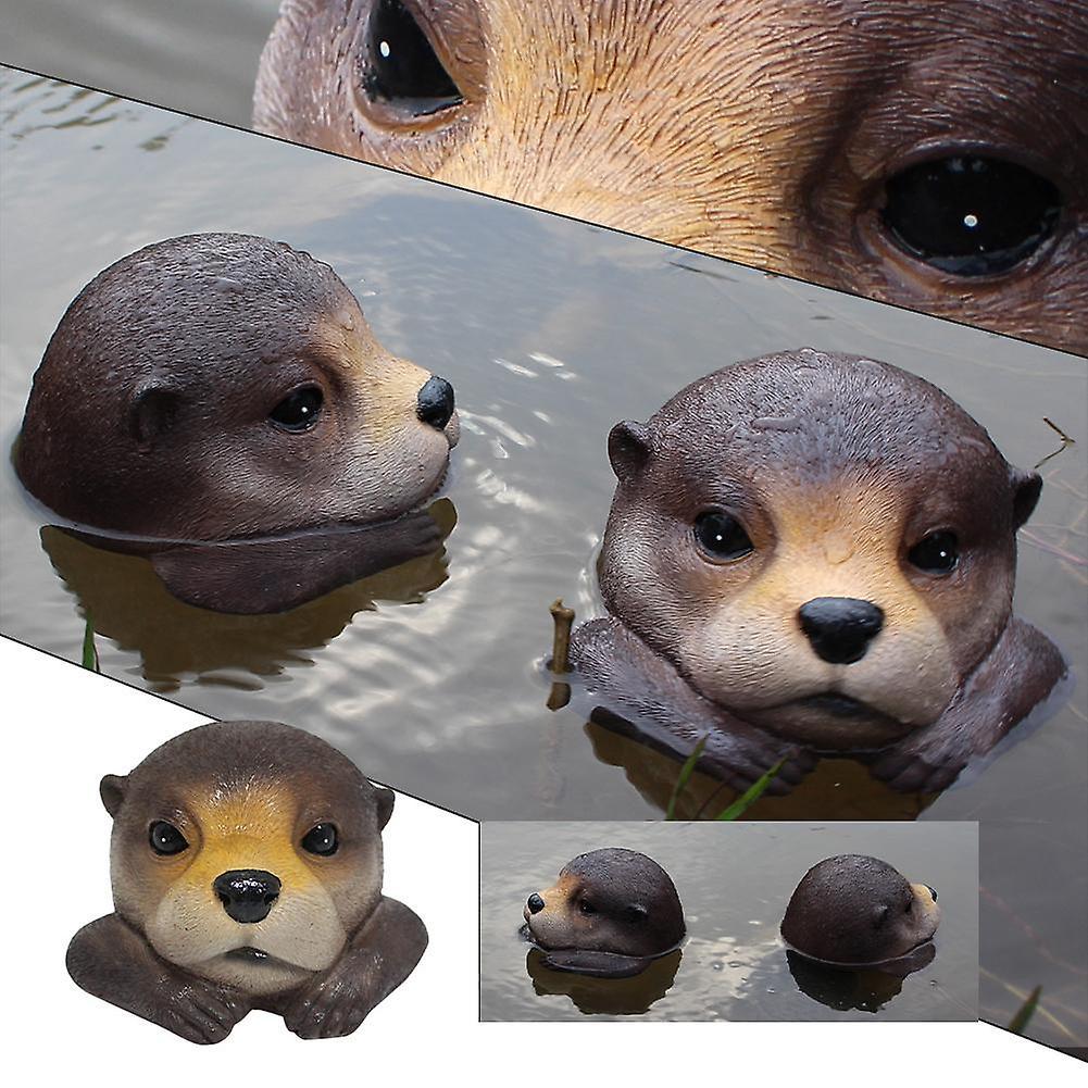 2pcs Garden Courtyard Otter Figurine for Decorative In Pond Fish Tank/ Pool