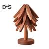 Wooden Trivets for Hot Dishes Tree Shape Trivet Set Special Texture Coaster Hot Pot Holder 4 Triangular Mats + 1 Stand Multifunctional Kitchen Table