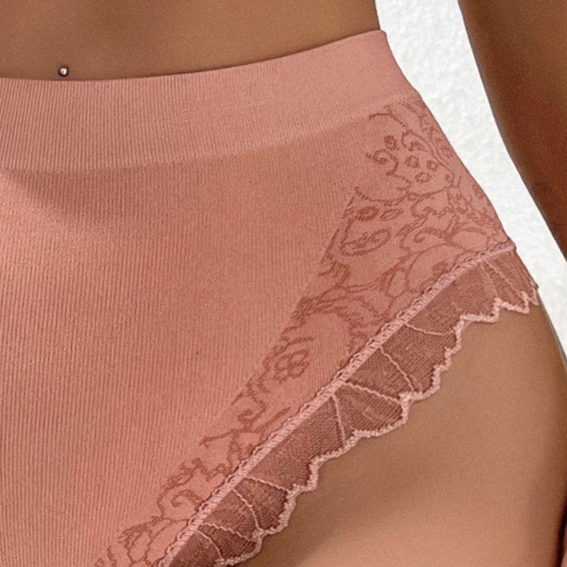 High-Waisted Tummy Control Waist Trainer Butt Lifting Briefs with Hidden Pattern Sexy Lace Trim Super Hot Plus-Size Underwear