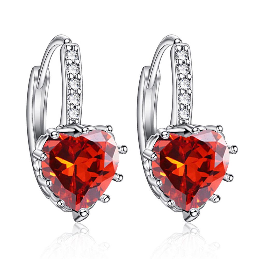 Korean Style Multi-Color Heart Zircon Earrings for Women