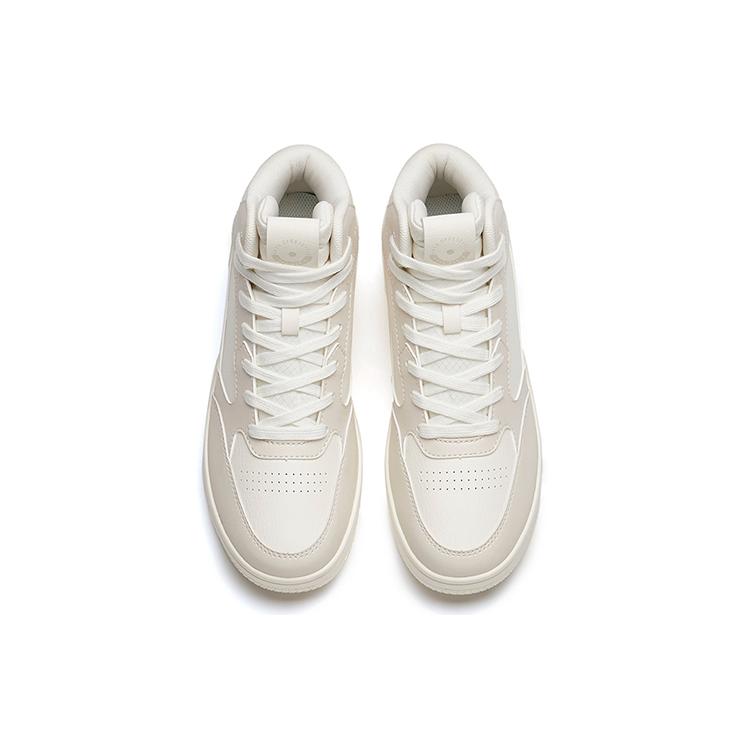 Anta Slip Resistant Abrasion Resistant High top Skateboard Shoes Women's Gray White 922238013-2