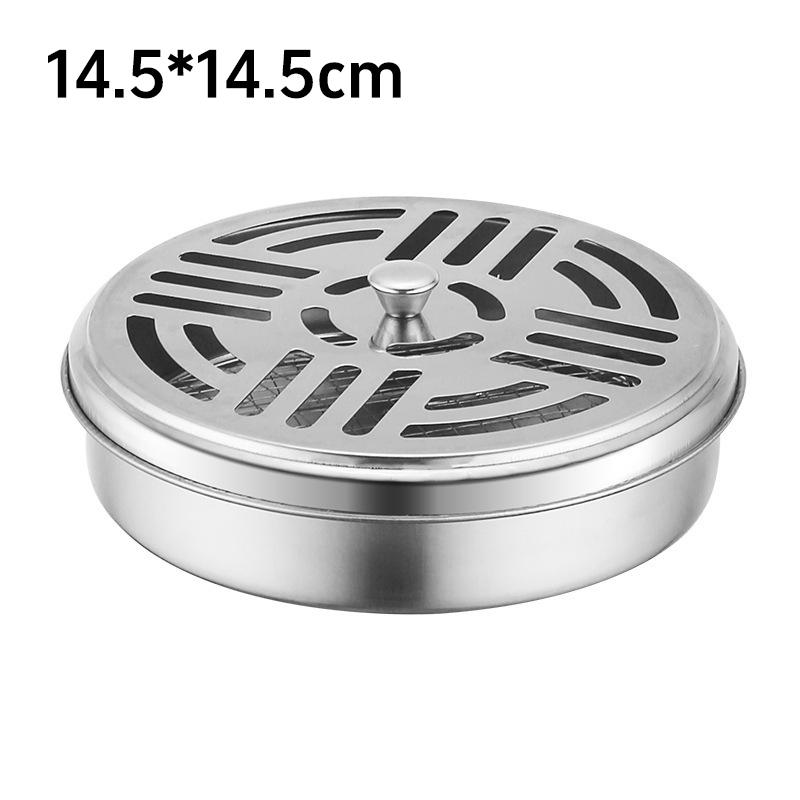 Mosquito Coils Holder Stainless Steel Mosquito Coil Box With Cover Round Mosquito Coil Tray Easy To Clean Anti-mosquito Supplies