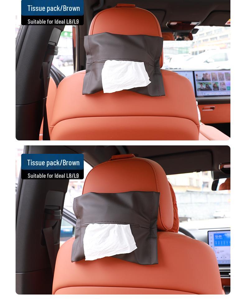 Ideal Car Tissue Box with Headrest Strap - Perfect for L7/L8/L9 Models, Essential Drawstring Paper Case