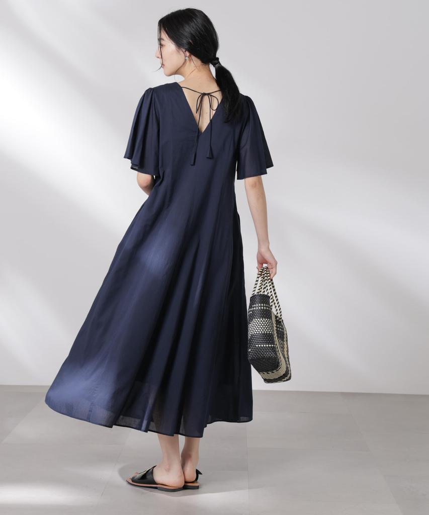 Nano Universe Made in India Cotton Flared Size S Dress, Women's, (120), Navy, 669-5119303
