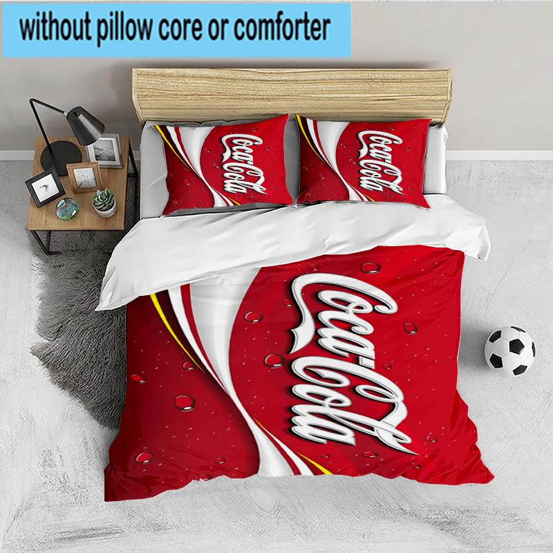 Coca-Cola Artwork Design 3-teiliges Bettwäsche-Set, Ideal für 1 Bettbezug und 2 Kissenbezüge, Perfekt als Geschenk für Fans, Ideal für Schlafzimmer, Studentenwohnheim