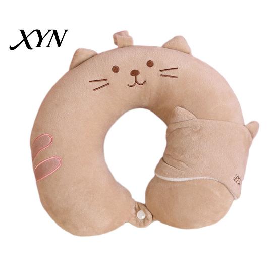 Travel Pillow with Eye Mask 1 Set U-Shaped Mask, Neck Support Pillow, Cute Animal Soft U-shaped Design, for Road Trip Flight Pain Relief