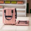 Long Handheld Roller Skating Shopping Bag Foldable Portable Shopping Trolley Zipper Closure Large Capacity Pull Cart with Wheels