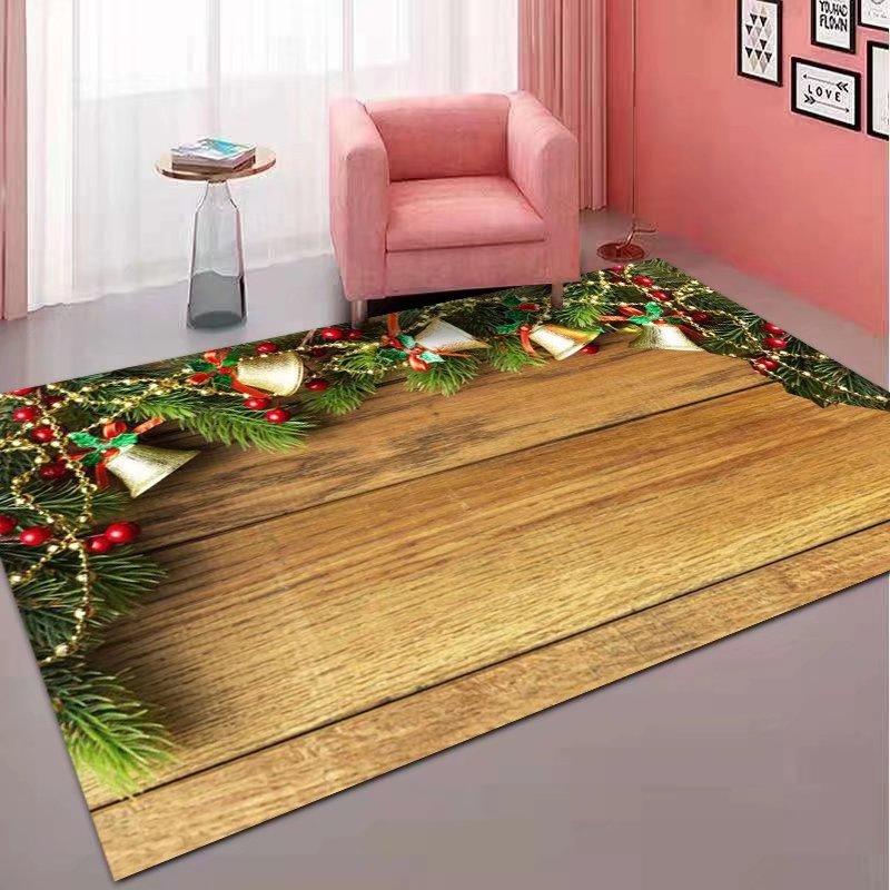 VIKAMA Christmas Living Room Bedroom Printed Carpet Winter Warmth Full Floor Anti-slip Floor Mat Home Decoration