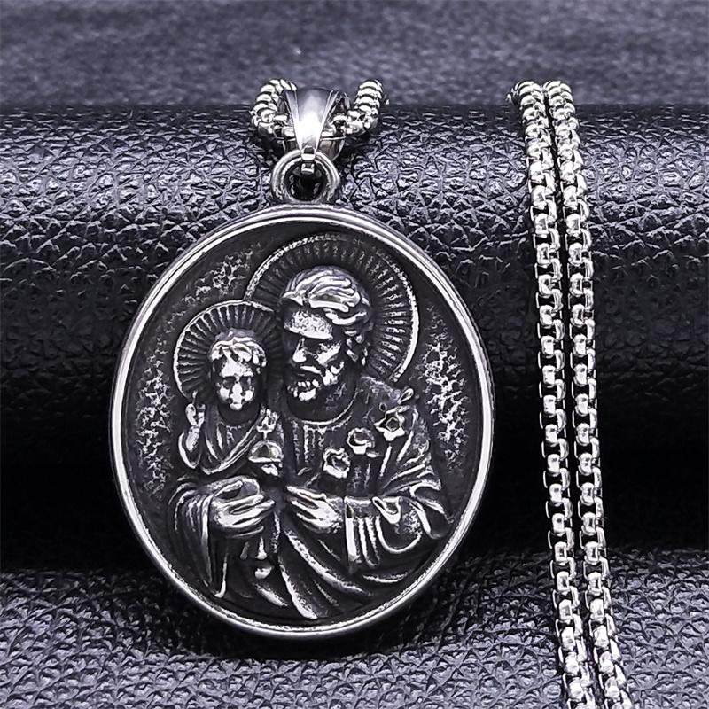 Icona Ortodossa Croce Statua Crocifisso Ciondolo Collana Acciaio Inossidabile Grunge Catena Maschile Collane Gioielli collare hombre NZZ293S02