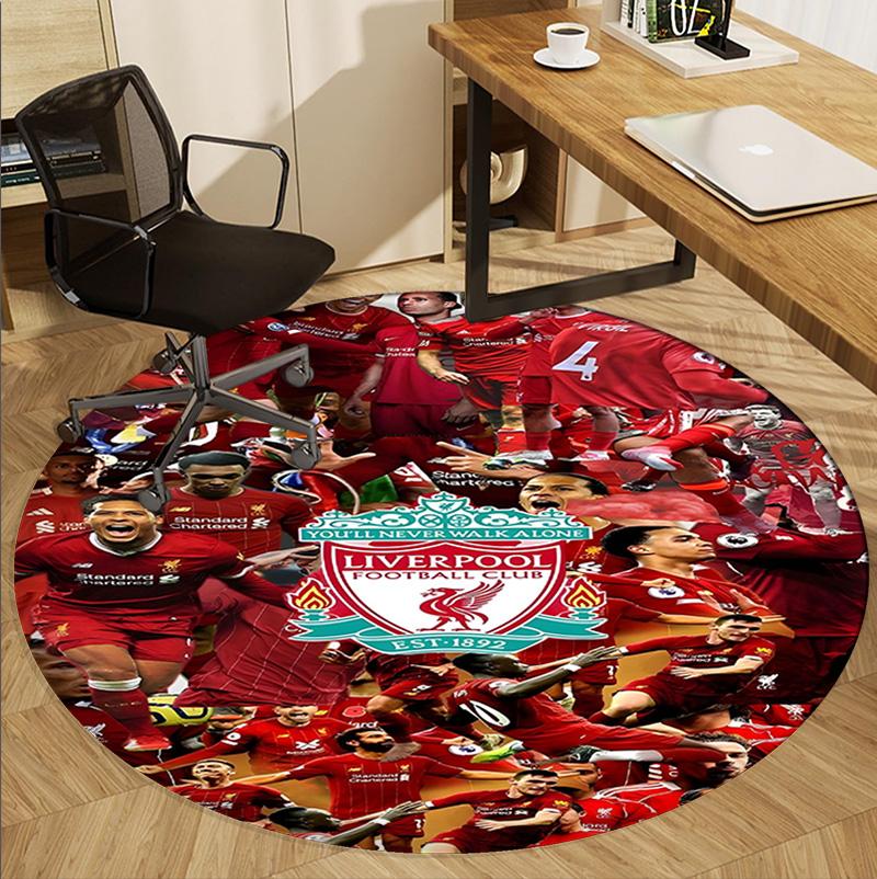 Liverpool F.C Pattern Round Rug, Indoor/Outdoor Mat, for Picnic, Gameroom, Bedroom, Office, Living Room, Home Decor Carpet, Birthday Gift