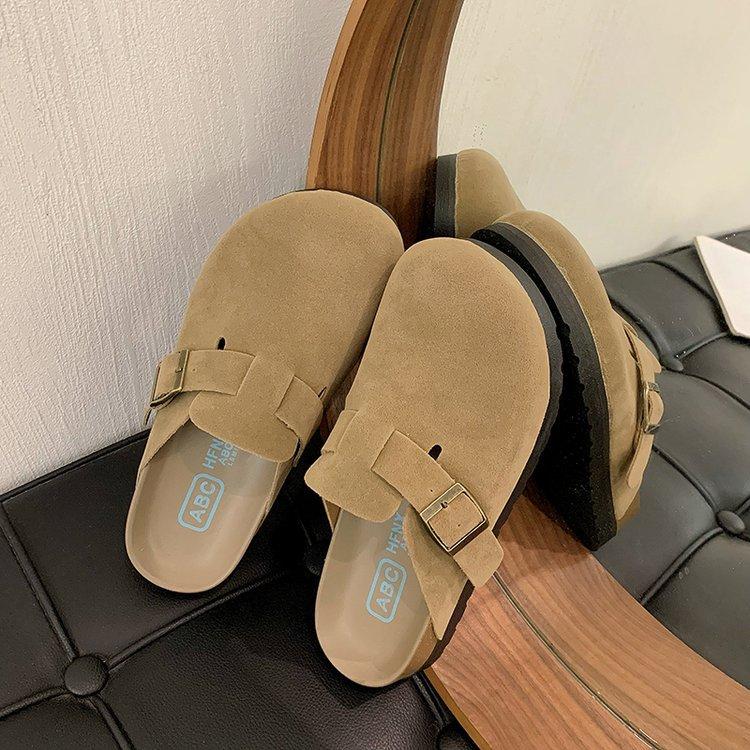 Platform-soled Boken Shoes Women's 2024 Spring and Summer New Fishing Boken Shoes Lazy People Wear a Pedal Bag Head and Half Slippers