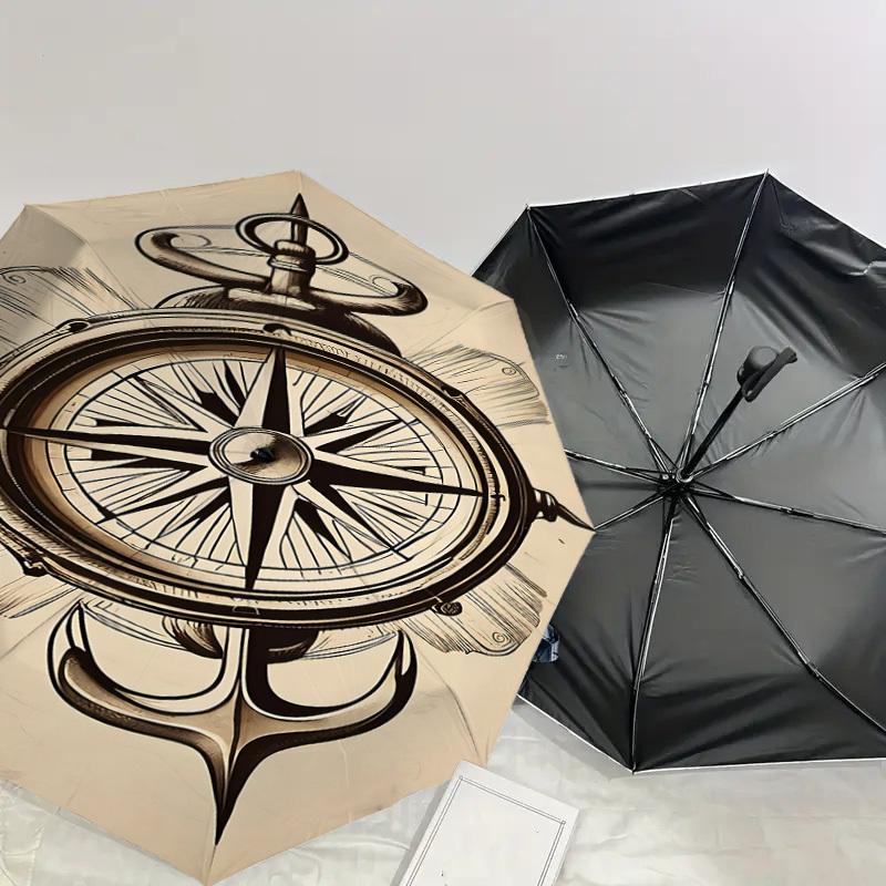 1PC Compass AnchorAutomatic Open/Close Umbrella with Windproof, 8-Rib Sturdy Canopy, Durable Ribs, Fashionable Design1218A