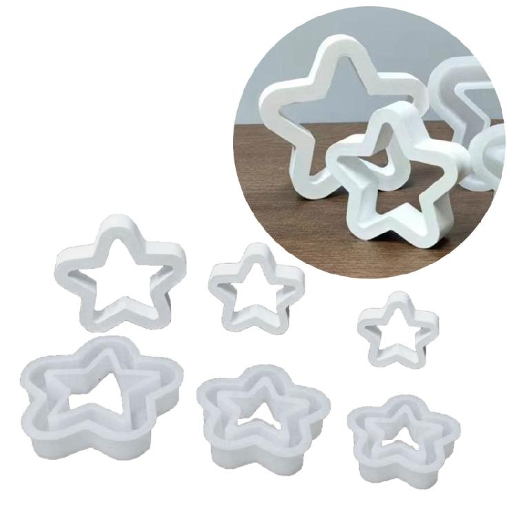 3Pcs Hollow Out Star Molds, Star Shaped Silicone Molds
