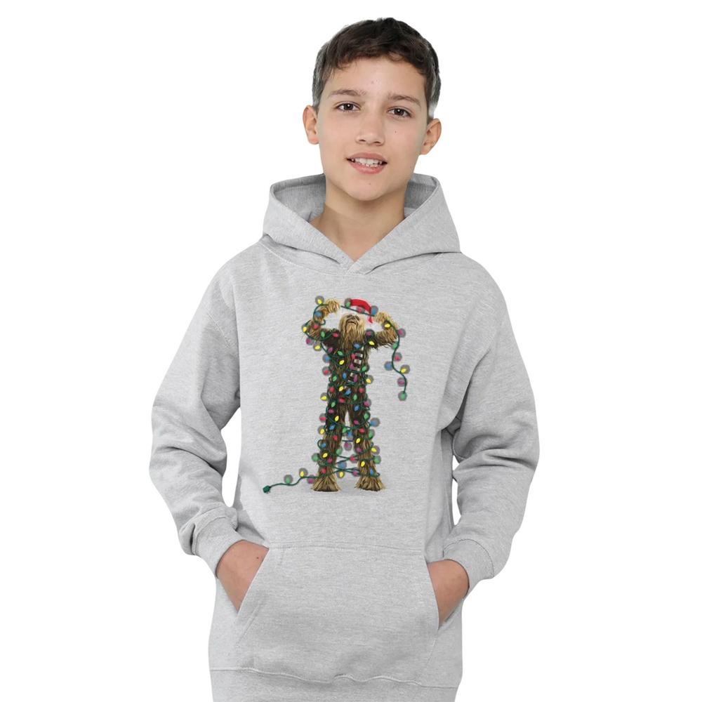 Star Wars Childrens/Kids Christmas Chewbacca Tangled Lights Heather Hoodie