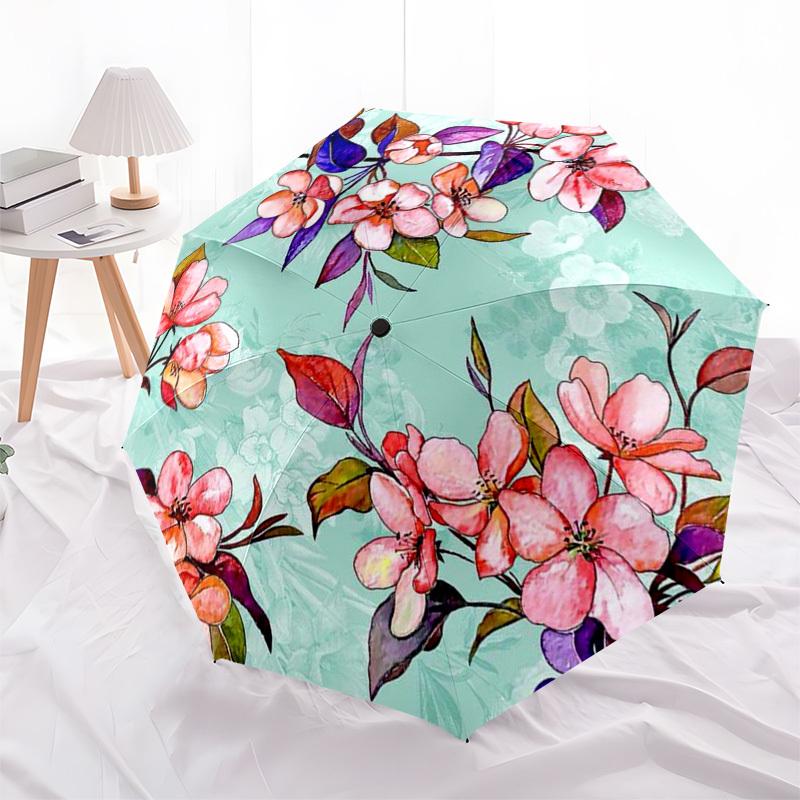 

1pc Floral Pattern Design Umbrella with Plastic Handle,Suitable for All Seasons Umbrellaptys26014