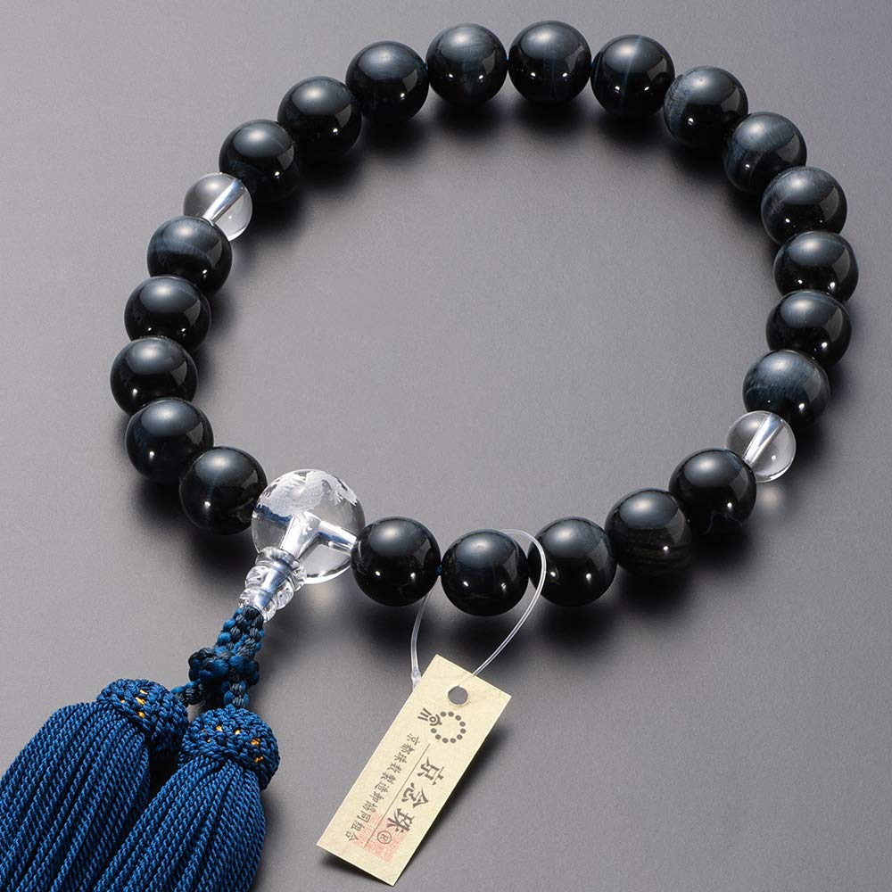 Altar Shop Takita Kyoto Prayer Beads for Blue Eye Dragon Carved 22 Pure Silk Head Bead Bag Can Be Used by All Certificate Included [Buddhist Shoten]